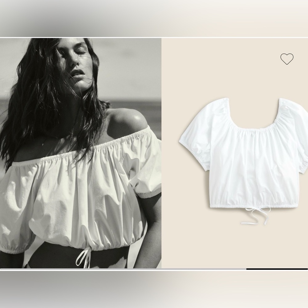 Jcrew Cinched-waist cropped top in cotton poplin